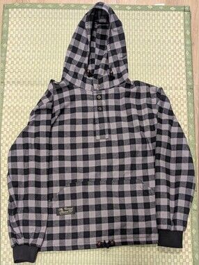 Vermont Flannel Company Hooded Flannel Pullover Gray Buffalo Large Made in USA